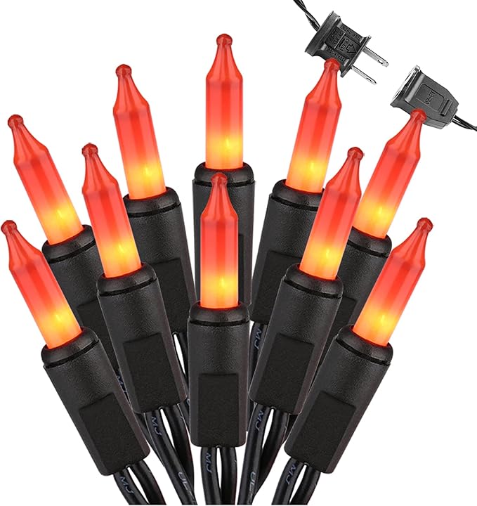 Brizled Orange String Lights, 150 Count 34.8ft Halloween Lights Connectable, UL Certified Incandescent, Mini Black Wire for Tree Thanksgiving Holiday Decor