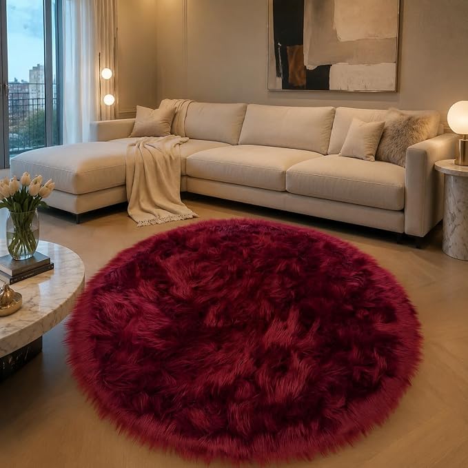 EasyJoy Faux Sheepskin Rug, Fluffy Faux Fur Rug, Ultra Soft Shag Area Rug - Image 5