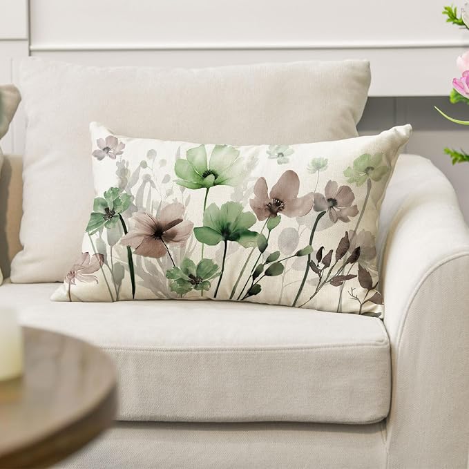 AVOIN colorlife Poppy Flowers Fall Spring Throw Pillow Cover 12x20 Inch | - Image 5