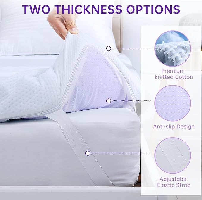 MUXHOMO 3 Inch 7-Zone Full Mattress Topper, Egg Crate Foam Mattress Topper Full Size for Back Pain, Lavender Cooling Gel Infused Bed Pad, CertiPUR-US and Oeko-TEX Certification (54"×75")