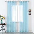 DUALIFE Sky Blue Voile Sheer Curtains Grommet,Look Semi Sheer Natural Light Flow Drapes,Elegant Solid Color Touch Soft Drapes for Living Room Bedroom,Set of 2 Panels 52X108 Inch 9 FT Baby Blue