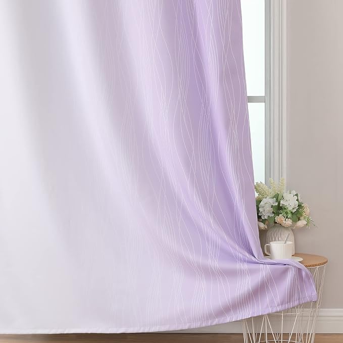 Lilac and Greyish White Ombre Blackout Curtains - Image 6