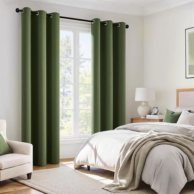 MIULEE Olive Green 100% Blackout Curtains - Image 6