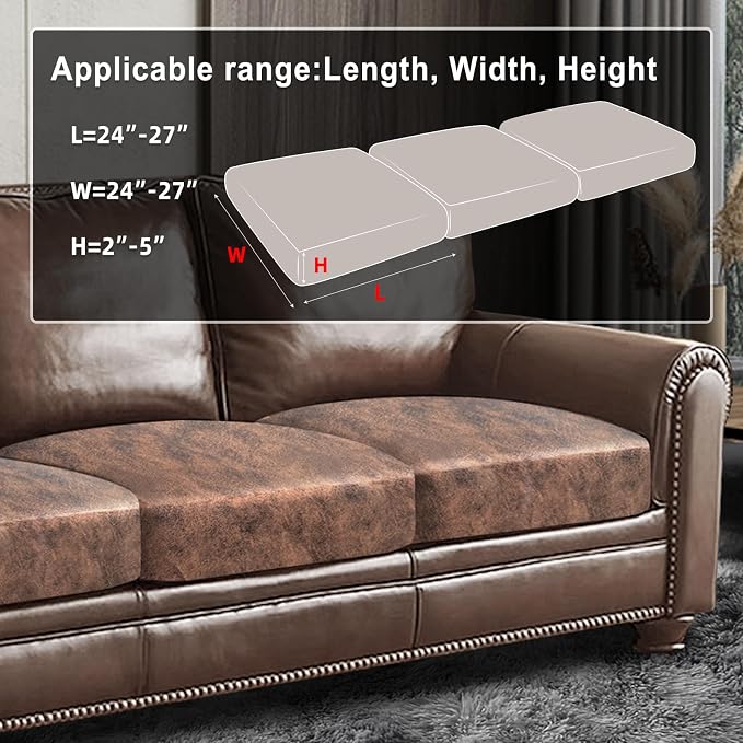 ANARACHON Leather Look Couch Cushion Covers Sofa Seat Slipcovers Sets Couches - Image 3