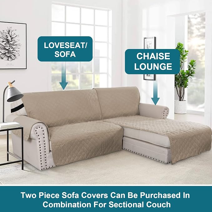 Turquoize 100% Waterproof Sofa Covers Chaise Lounge L Shape Sofa Protector Slip - Image 5
