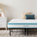 Linenspa 8” Memory Foam and Innerspring Hybrid Mattress + 14” Black Metal Platform Bedframe – Twin XL Mattress + Metal Folding Twin XL Bedframe