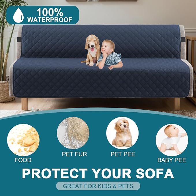 Turquoize 100% Waterproof Futon Cover Futon Slipcover Washable Armless Sofa Bed - Image 2