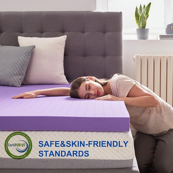 SINWEEK 2 Inch Gel Memory Foam Mattress Topper Ventilated Soft Pressure Relieve Mattress Pad, Breathable Bed Topper, CertiPUR-US Certified, Queen Size