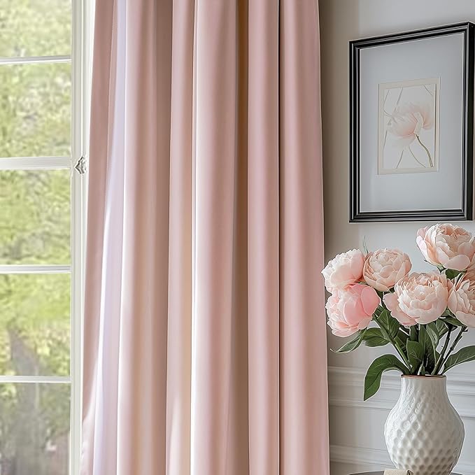 Lazzzy Velvet Blackout Curtains Thermal Insulated Room Window Drapes Super Soft Luxury Curtains for Living Room Bedroom Rod Pocket 2 Panels, Dusty Pink, 52" W x 108" L