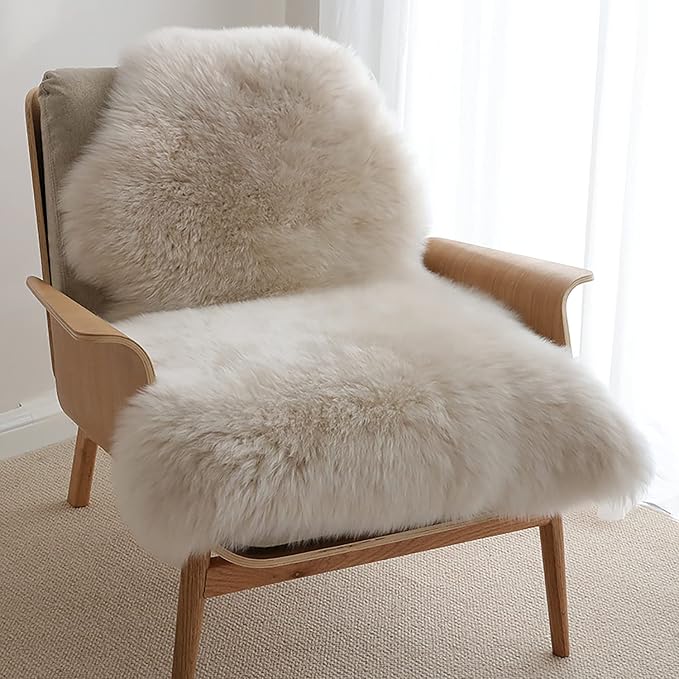 HUAHOO Premium Genuine Sheepskin Rug Linen Real Australia Sheepskin Natural by HUAHOO