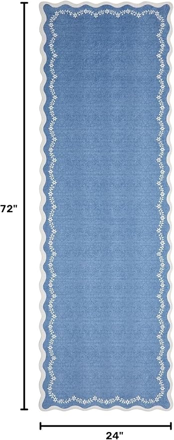 GarveeHome 2x6 Scalloped Washable Runner Rug Non Slip Hallway Kitchen Rug | - Image 2