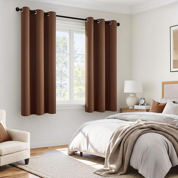 MIULEE 100% Blackout Curtains for Bedroom 40x54 Inch Length Mocha Brown | 2 - Image 6