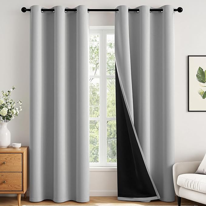 MIULEE Light Grey 40x72 Inch 100% Blackout Curtains by MIULEE