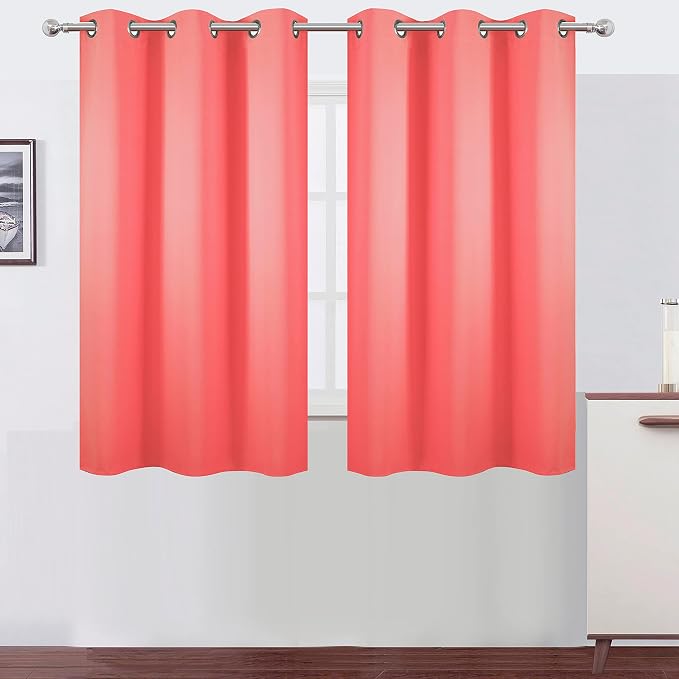 Blackout Curtains 38 x 54 inch/Coral Curtains Set of 2 Panels/Thermal Insulated by Lemomo