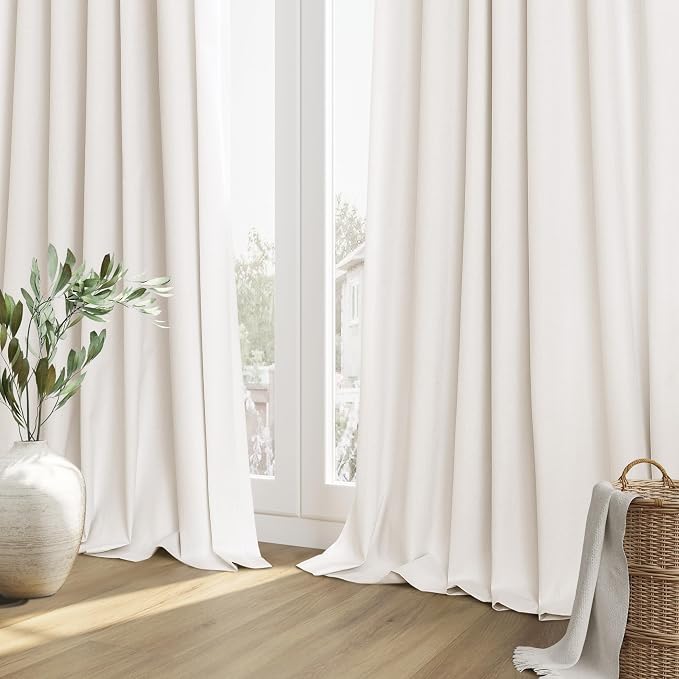 Ivory 100% Blackout Curtains 84 Inch Length 2 Panels Set - Image 8