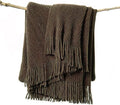 lifein Throw Blanket for Couch, Soft Boho Decor Bed Throw, Cozy Brown Knitted by lifein