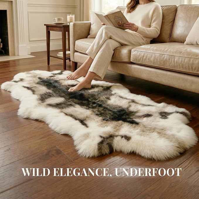 Reindeer Pattern Faux Fur Area Rug, 6.7'x2.3' Plush Machine Washable Runner - Image 8