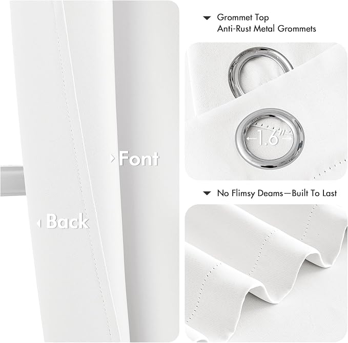 MIULEE Blackout Curtains for Bedroom 2 Panels 40 x 96 Inch Long Pure White | - Image 4