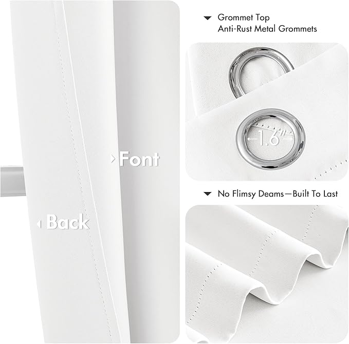 MIULEE Blackout Curtains for Bedroom 2 Panels 34 x 45 Inch Long Pure White | - Image 4