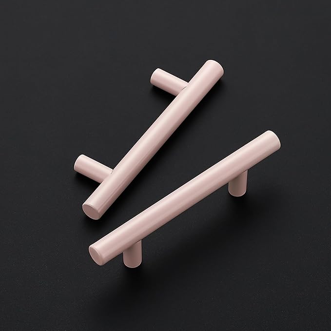 Ravinte 45 Pack | 5 Inch Cabinet Pulls Pink Stainless Steel Kitchen Drawer Pulls Cabinet Handles 5 InchLength, 3 Inch Hole Center