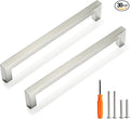 Cabinet Pulls Brushed Nickel Cabinet Handles Square Drawer Pulls, 30 Pack 7-1/2 Inch Stainless Steel Kitchen Door Cupboard Cabinet Handles, Cabinet Hardware Drawer Handles, 192mm Hole Centers