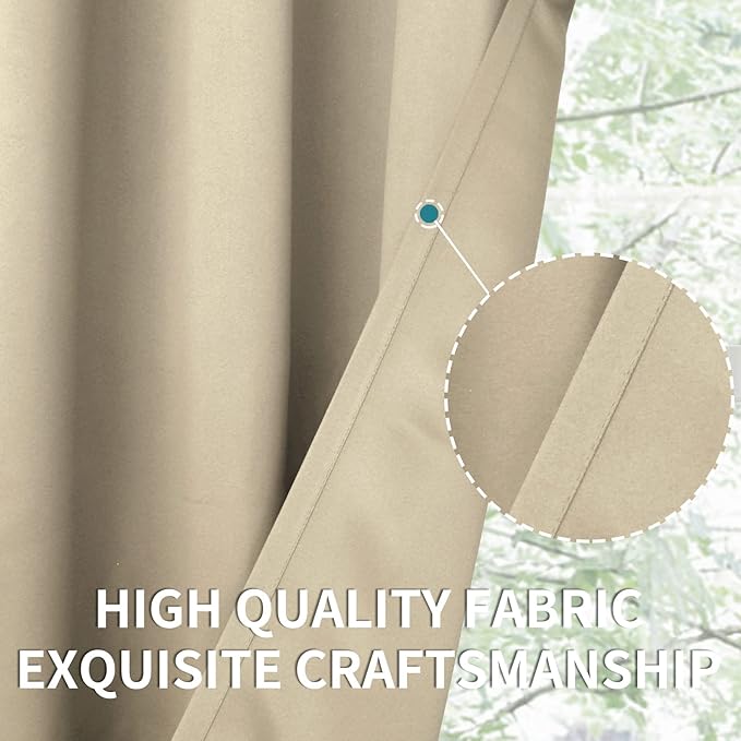 BGment Room Darkening Curtains for Bedroom - Grommet Thermal Insulated Window Treatments Light Blocking Curtains for Living Room, Set of 2 Panels, Each 46 x 84 Inch, Beige