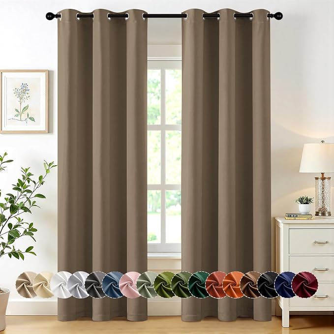 MIULEE Blackout Curtains for Bedroom 2 Panels 40 x 72 Inch Long Khaki | Thermal by MIULEE