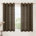 Semi Sheer Linen Curtains 45 Inches Long, Linen Textured Light Filtering Panels by LAMIT