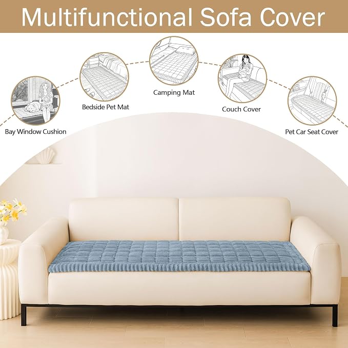 Couch Cover for Dogs, Washable Non Slip Plush Flannel Sofa Protector | Thick - Image 3
