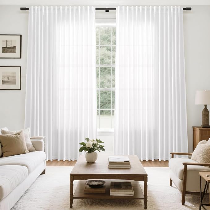 Extra Wide Linen Curtains for Living Room 108 Inch Length for Room Divider - Image 7