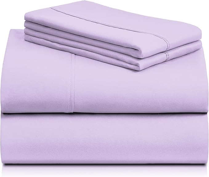 LuxClub Twin XL Sheets - Soft Twin Bed Sheets for-Boys-and-Girls-3 PC Deep Pockets Wrinkle Free-Kids-Fitted Sheets Machine Washable Hotel Bedding Silky Soft - Lavender Twin XL
