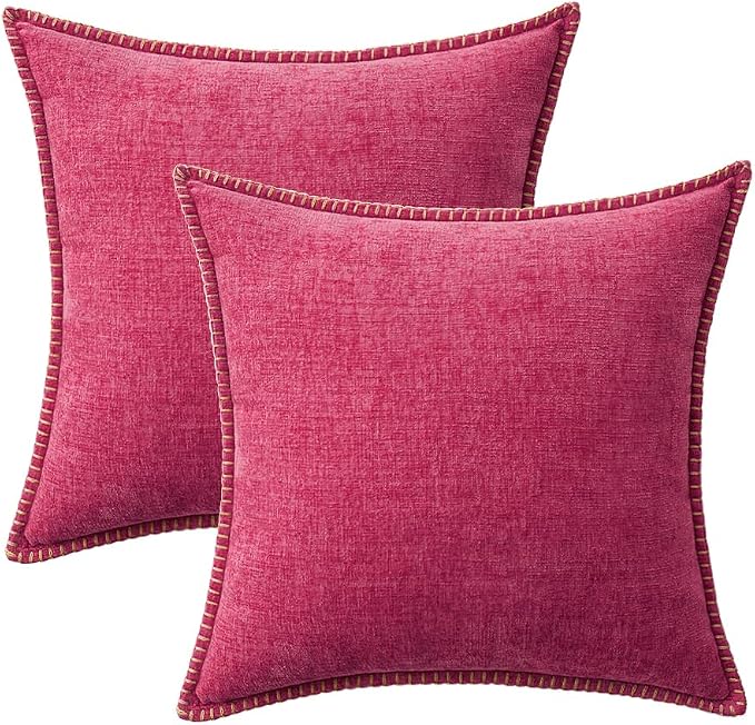 MIULEE Decorative Couch Throw Pillow Covers 18x18 Inch Hot Pink 2 Pack | - Image 6