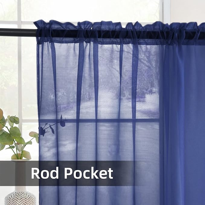 SpaceDresser Sheer Voile Window Treatment Rod Pocket Curtain Panels - Image 4