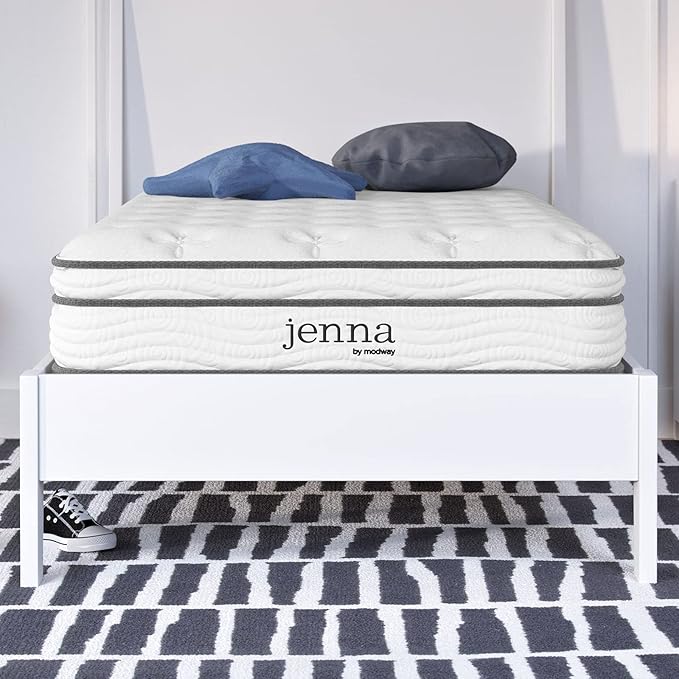 Modway Jenna 8” Innerspring and Memory Foam Narrow Twin Mattress With Individually Encased Coils White