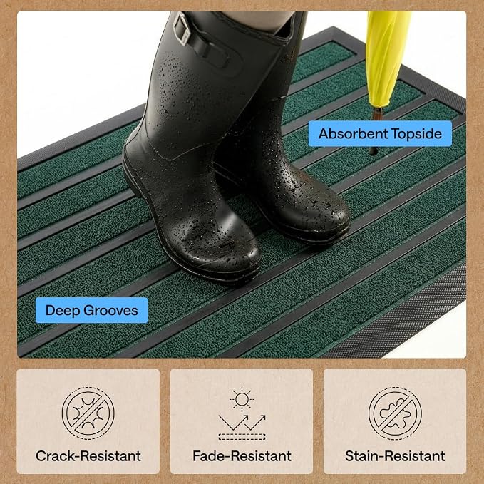 GORILLA GRIP 100% Waterproof All-Season WeatherMAX Doormat US Designed Natural - Image 5