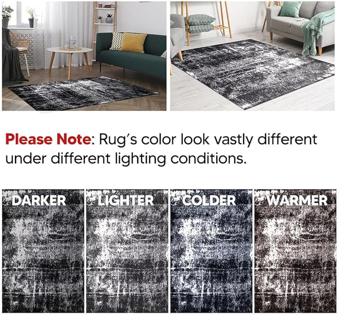 Keen Home Design Area Runner Rugs - 2x10 Non-Shedding, Abstract Runner for Kitchen, Living Room, Bedroom, Dining Room, Entryway - Size: 2'8" x 9'11", Abstract Black