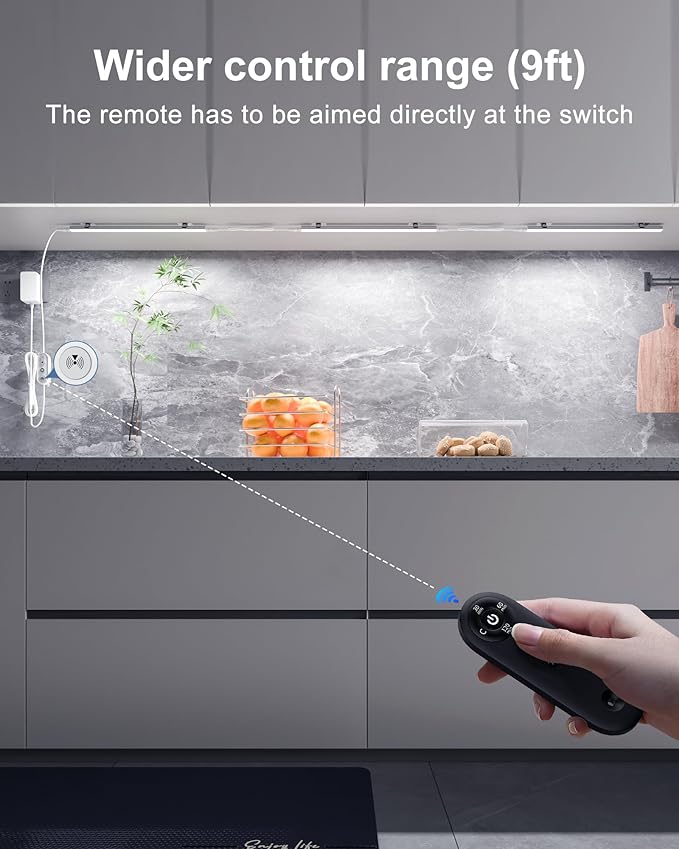 Remote Control Under Cabinet Led Light Plug in, Dimmable Daylight White 4500K, 3 Pack 12 inch Linkable Led Under Counter Lights for Kitchen Upgrade ETL Listed Plug 24V, UNO-LK 4500K