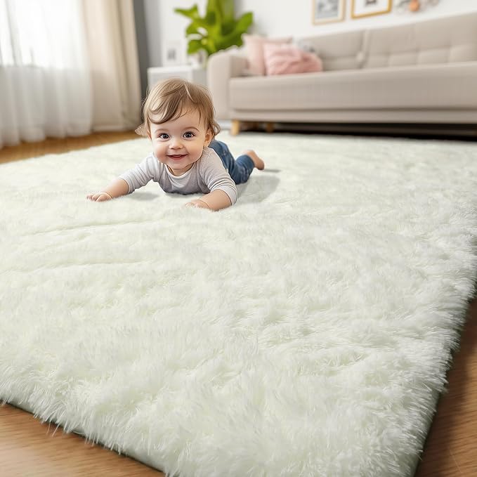 Amdrebio Cream Ivory White Large Rug 8x10 - Image 7