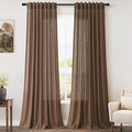 Extra Long Caramel Brown Linen Curtains 2 Panels 102 Inches Long by Nanspring