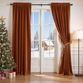 Lazzzy Velvet Blackout Curtains Thermal Insulated Room Window Drapes Super Soft Luxury Curtains for Living Room Bedroom Rod Pocket 2 Panels, Burnt Orange, 52" W x 96" L