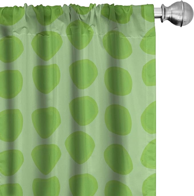 Ambesonne Lime Green Window Curtains, Simplistic Formless Geometric Shapes in Different Shades Theme, Lightweight Decor 2-Panel Set with Rod Pocket, Pair of - 28" x 63", Green
