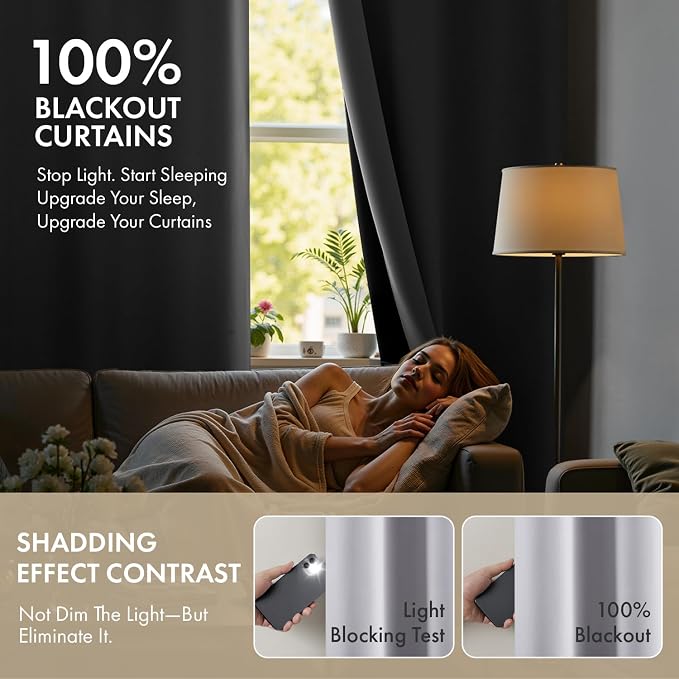 MIULEE Greyish White 100% Blackout Curtains - Image 2