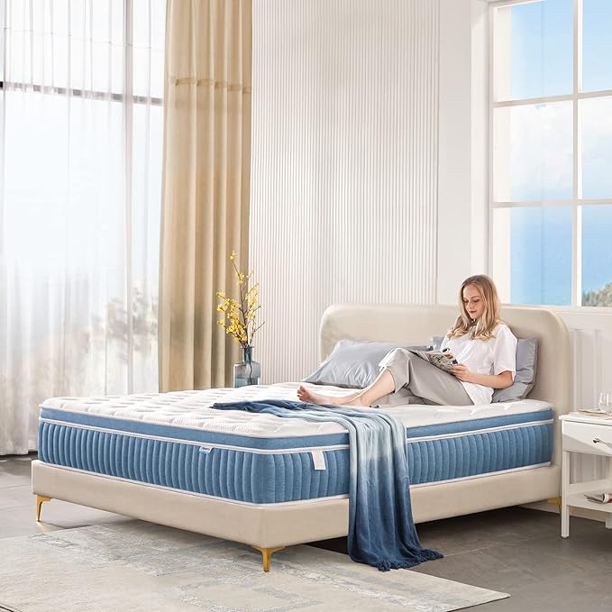 Rimensy King Mattress, 12 Inch Hybrid Mattress in a Box, Gel Memory Foam Mattress, Individually Wrapped Pocket Coils Innerspring Mattress, Support & Pressure Relief, Medium Firm Feel, 76"*80"*12