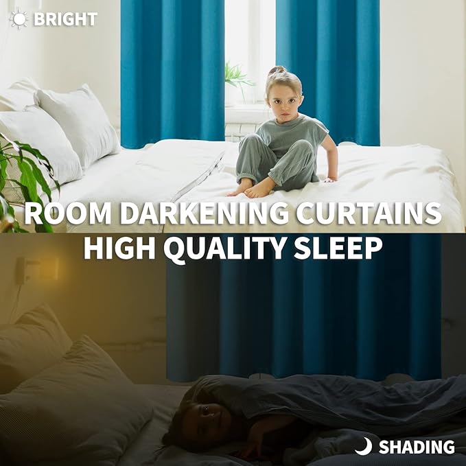 BGment Blackout Curtains - Grommet Thermal Insulated Room Darkening Bedroom and Living Room Curtains, Set of 2 Panels (52 x 72 Inch, Peacock Blue)