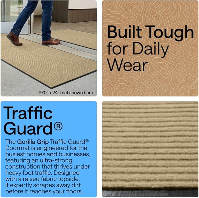 GORILLA GRIP Waterproof Traffic Guard Door Mat, Indoor Outdoor Heavy Duty - Image 3