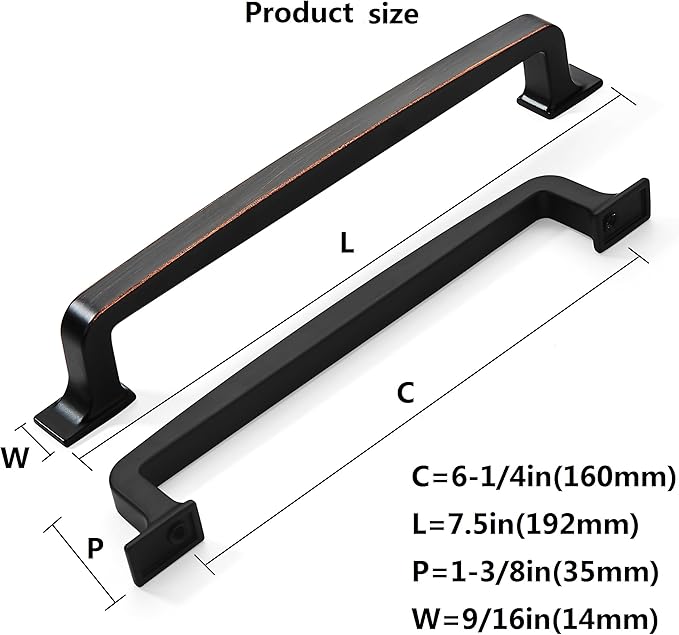 Khtumeware 6 Pack 6-1/4 Inch Modern Oil Rubbed Bronze Cabinet Pulls and Drawer Handles for Kitchen Cabinets and Cupboards