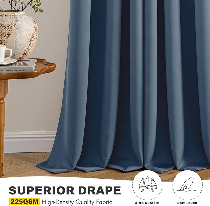 MIULEE Blackout Curtains for Bedroom 2 Panels 40 x 72 Inch Long Stone Blue | - Image 5