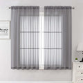 Charcoal Grey Sheer Curtains 63 Inch Length 2 Panels, Rod Pocket Light by Lecloud