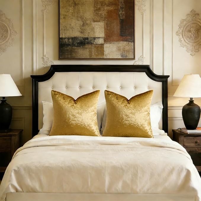 GIGIZAZA Gold Velvet Pillow Covers 26x26 Decorative Pillows Pack of 2 | Throw - Image 7