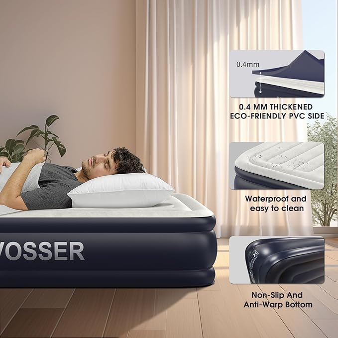 Twin XL Air Mattress with Built in Pump Raised,80" Long,Upgraded 18''Inflatable Mattress,Self Inflatable Blow Up Mattress in 2 Mins,Twin Size Air Mattress with Carry Bag for Home,Camping